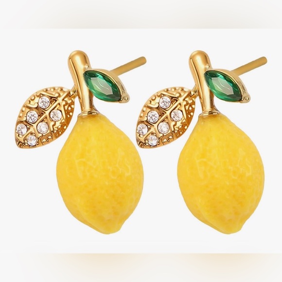 MaliWood Boutique Jewelry - Gold and Yellow Lemon Costume Earrings